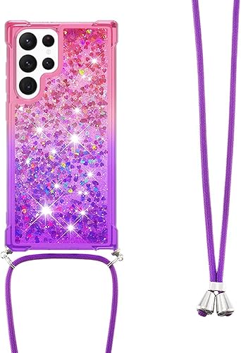Miniatura 3 de Funda de silicona para Samsung Galaxy S22 Ultra - Funda cruzada brillante de 1,5 M con cordón de 4.9 ft con parachoques de arena flujo, carcasa