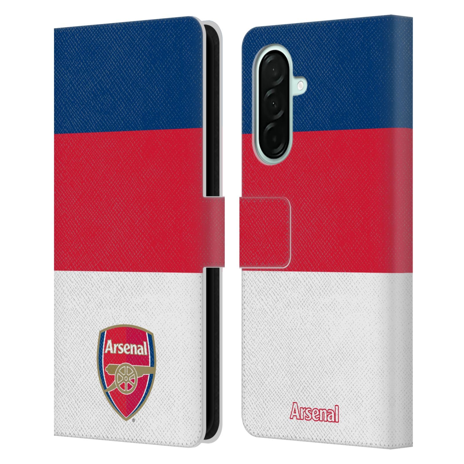 Head Case Designs Officially Licensed Arsenal FC Stripes 4 Crest 2 Leather Wallet Case Compatible With Samsung Galaxy A26 5G