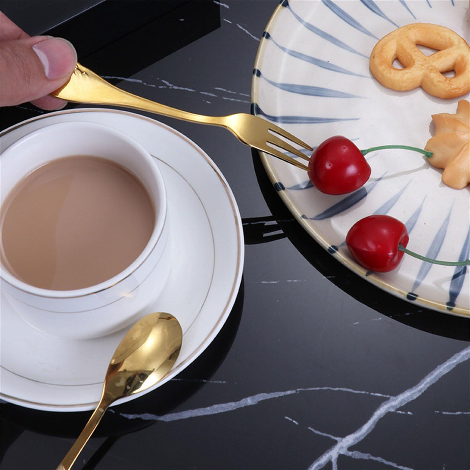 Zkbszn Tableware,Colorful Coffee Spoons Scoops Stainless Steel Hanging Coffee Spoon Teaspoon Sugar Ice Cream Wing Fork Tea Spoon Tools