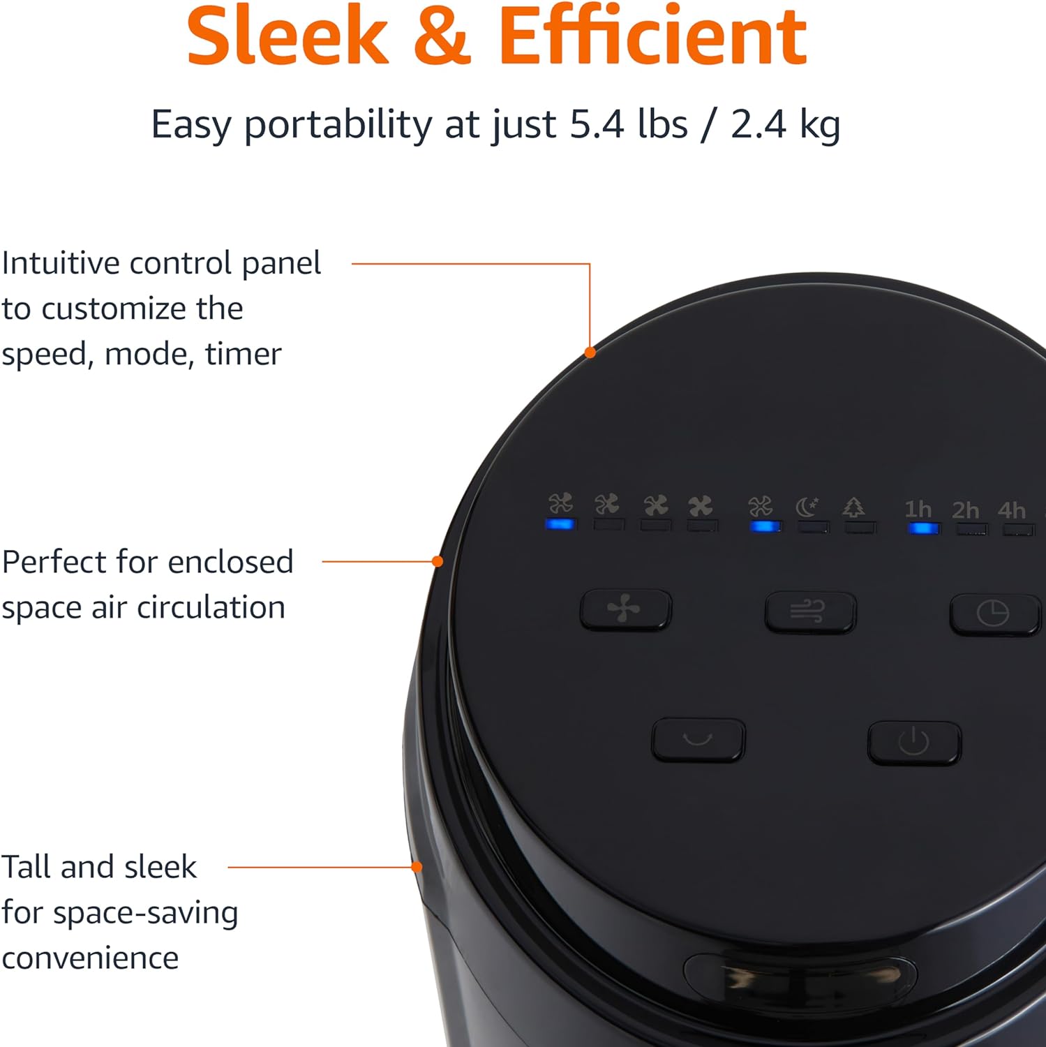 ആമസോൺ ബേസിക്സ് ടവർ ഫാൻ കൺട്രോൾ പാനലിന്റെ ക്ലോസ്-അപ്പ്