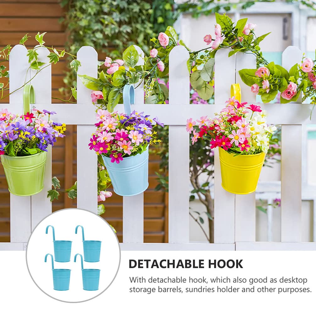 Happyyami Pot de Fleurs Suspendu en Fer 4 Pièces Crochet Amovible