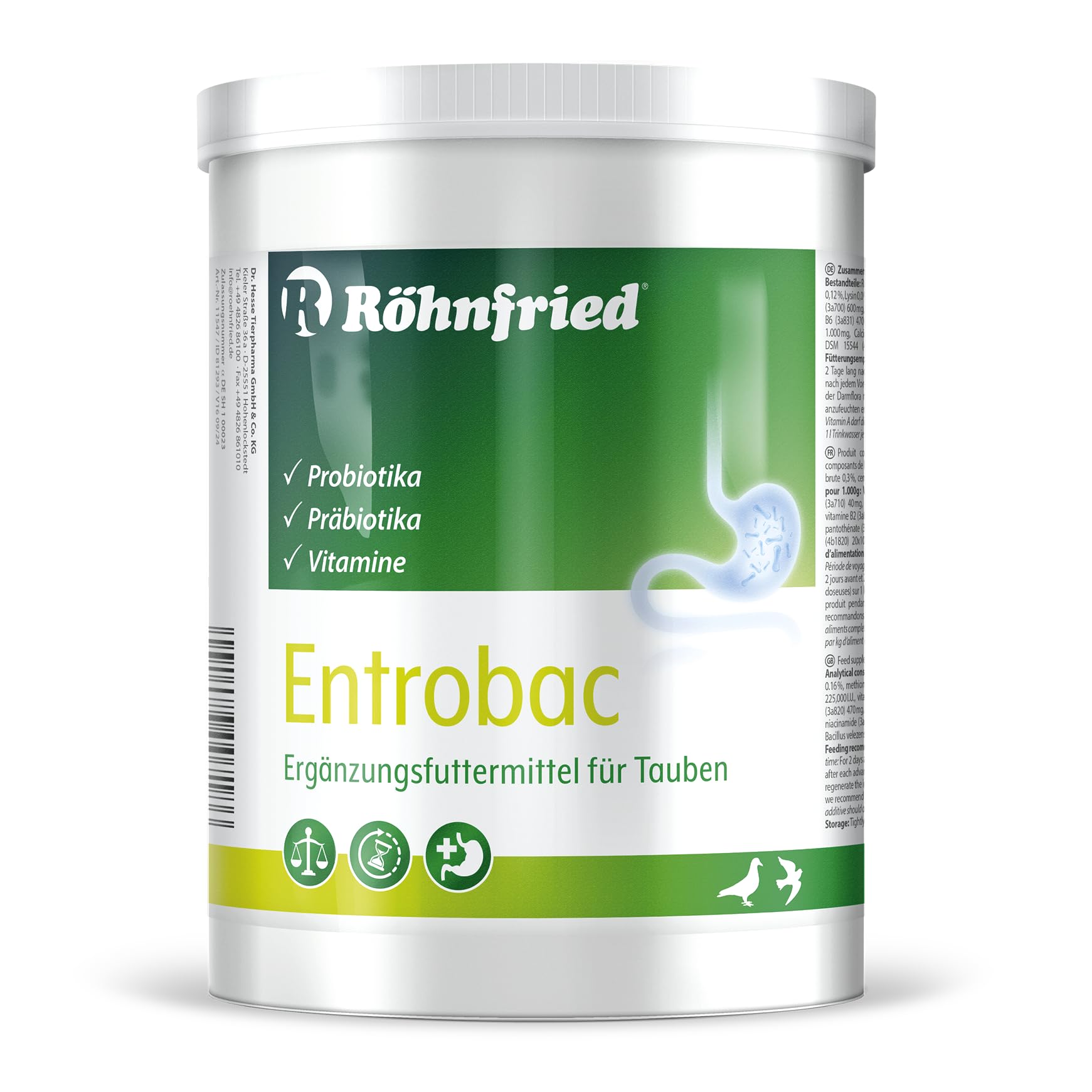 Röhnfried Entrobac - für die optimale Darmflora bei Tauben mit probiotischen Bakterien (600 g)