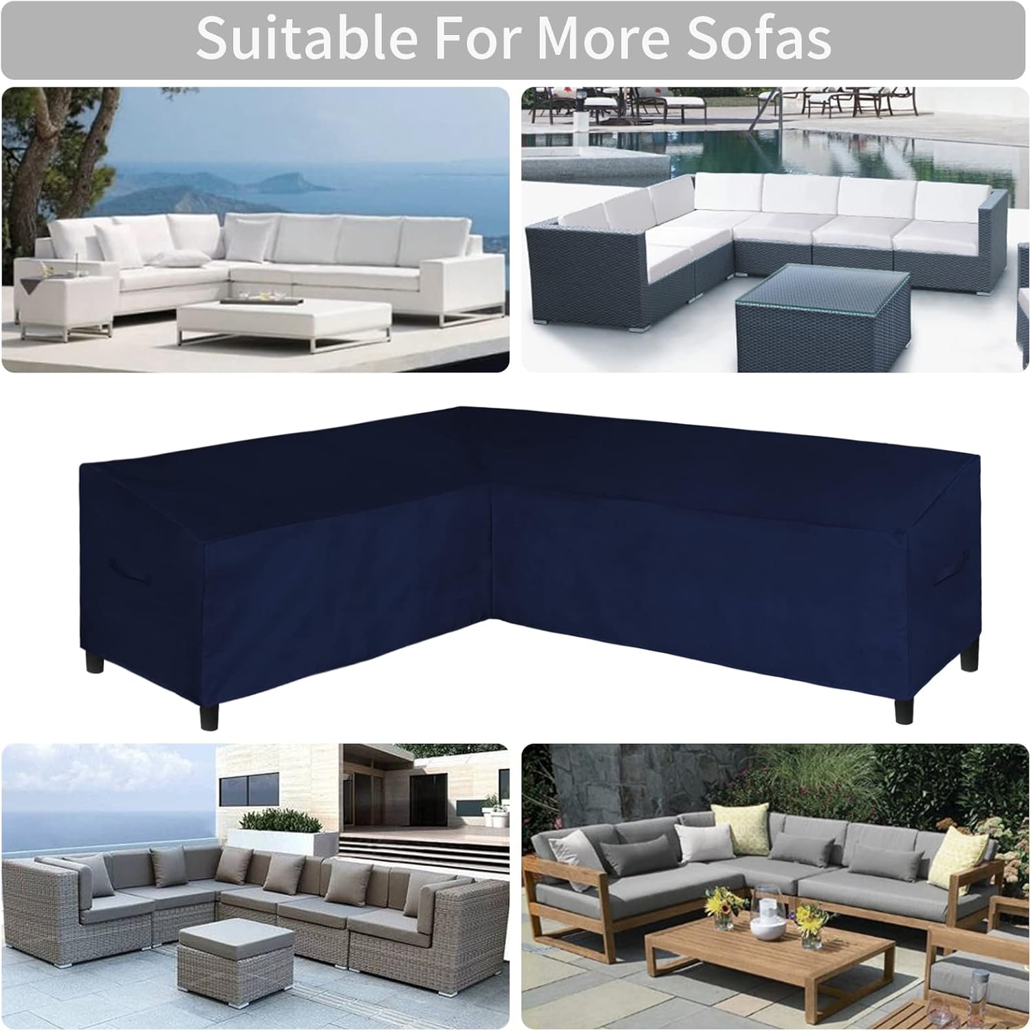 Easy-Going Patio L-Shaped Sectional Sofa Cover, 83“X104 Waterproof Outdoor Sectional Cover, Heavy Duty Garden Furniture Cover with Air Vent (Left Facing, Navy)
