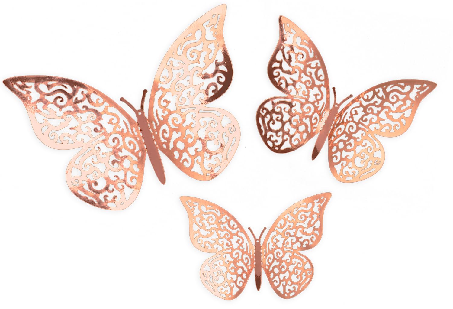 3D Adhesive Butterflies Stickers x 12 Rose Gold