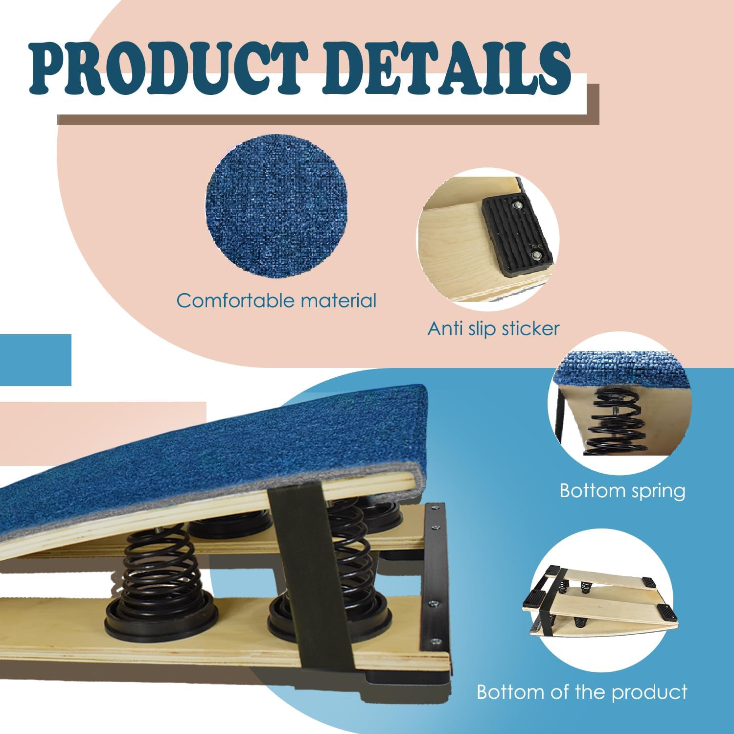 Blue Spring Assisted Springboard Spring Boards for Children Wooden Spring Pedal Elastic Board for Athletics Training