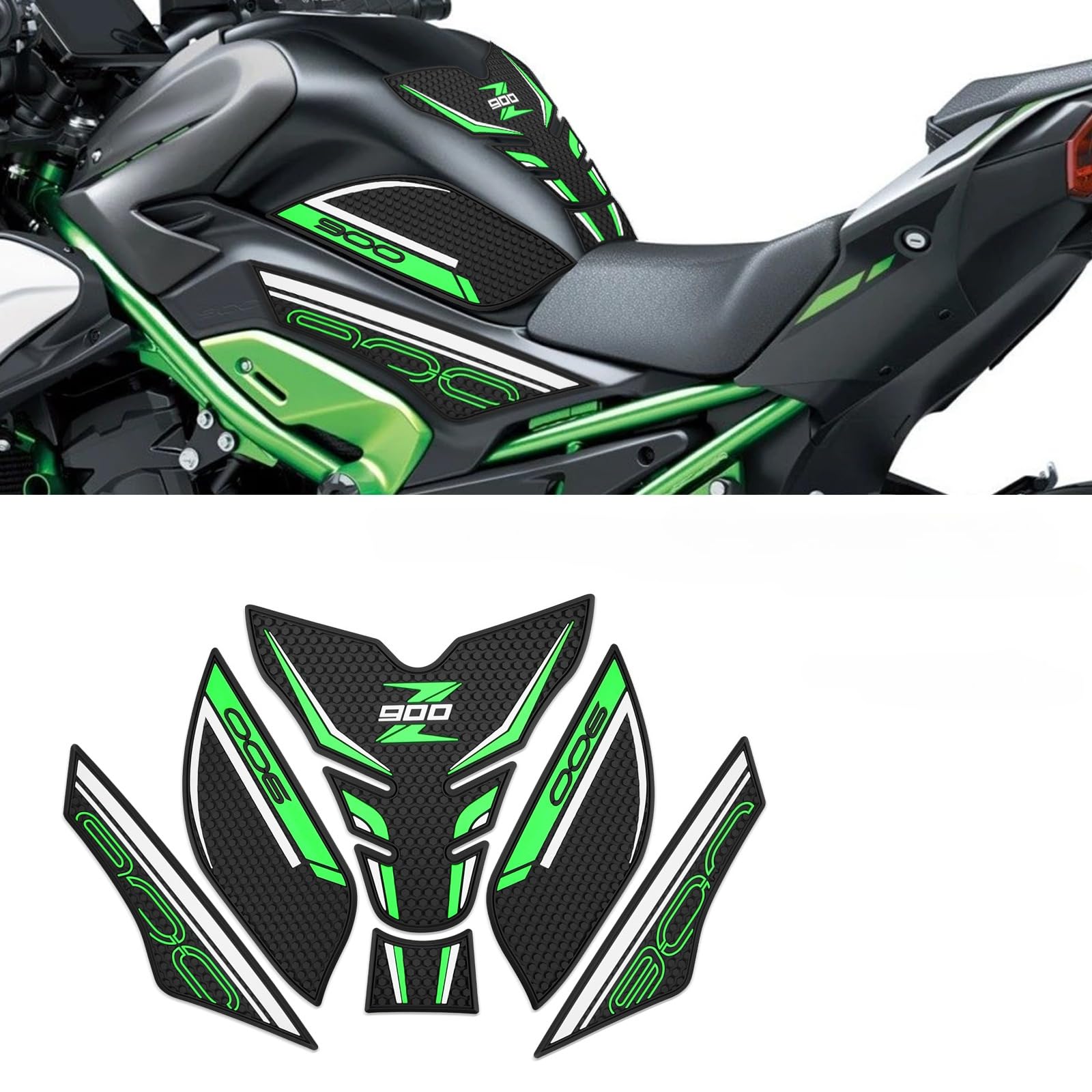 Anti-Slip Fuel Tank Knee Pad Protector and Tank Grips for Kawasaki Z900 (2025 Models) – Enhanced Rider Control