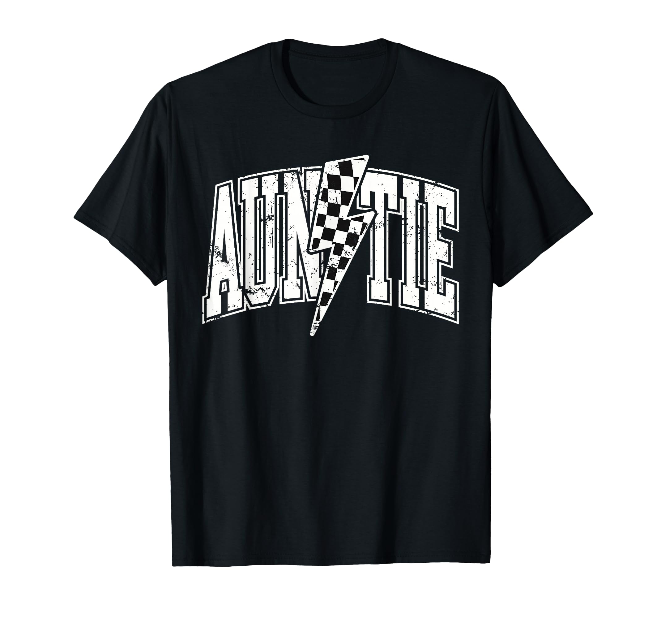 Auntie Hosting Race Car Pit Crew Checkered Birthday Party T-Shirt