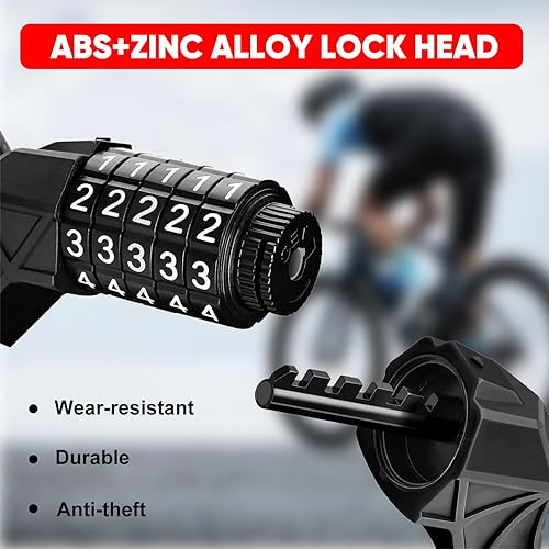 Miniatura 5 de Cable de bloqueo de bicicleta, cerradura de bicicleta de bobina de combinación reiniciable de 5 dígitos de alta seguridad, cerraduras de cable
