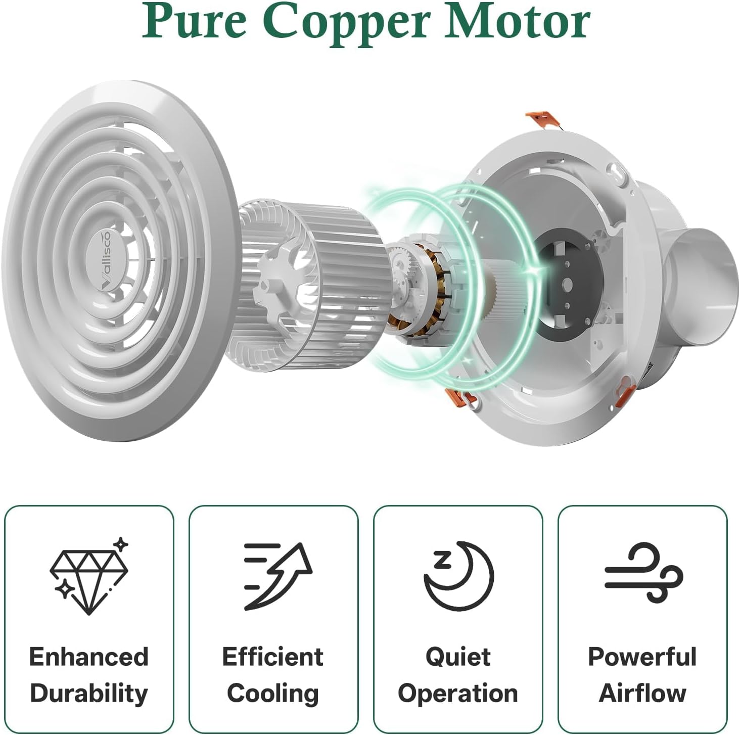 Bathroom Exhaust Fan 8", White Quiet Ceiling Exhaust Fan 110 CFM, 1.0 Sones Ideal Ventilation for Bathroom, Kitchen, RV, Mobile Home, Garage (110V)