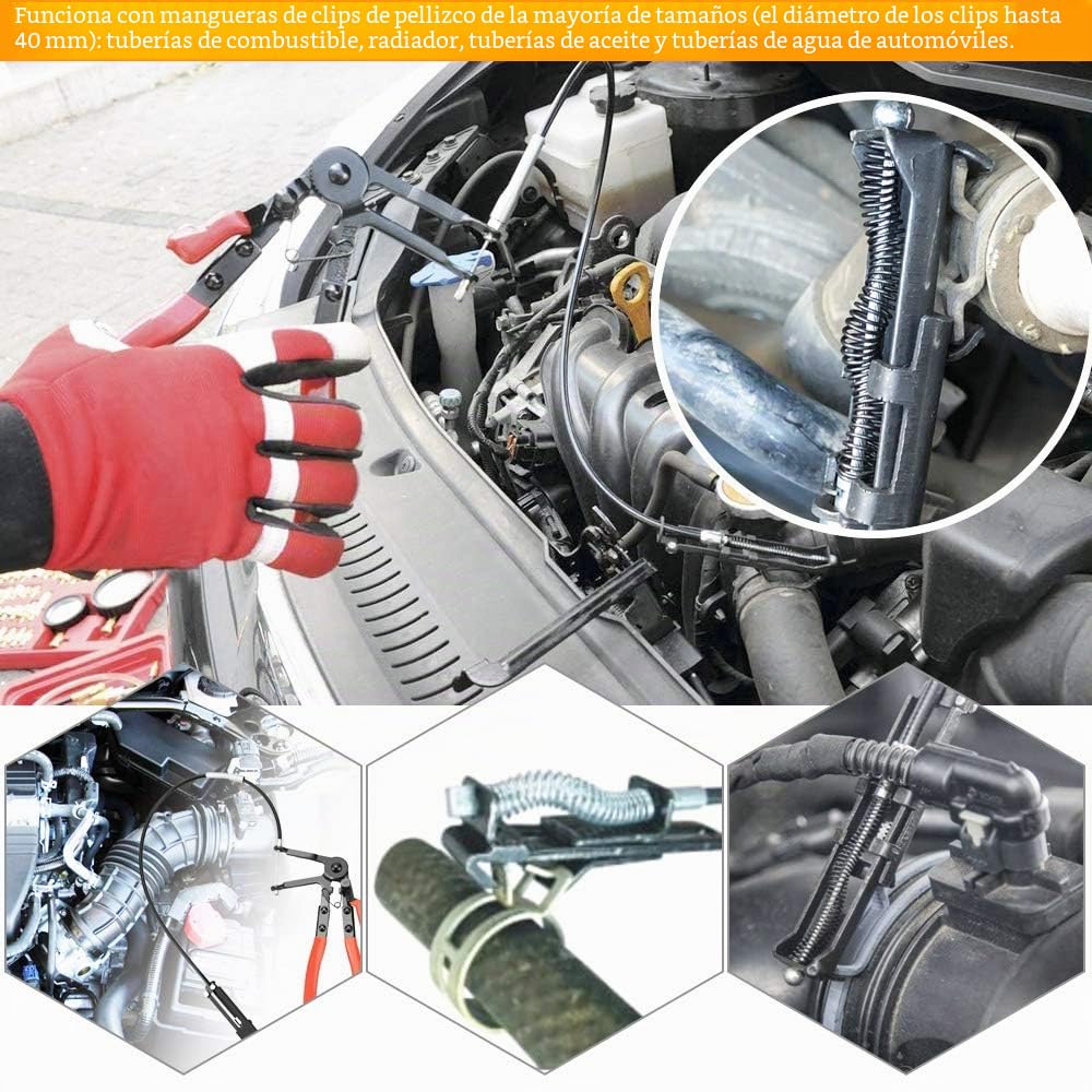 Alicate de Abrazaderas con Cable de Alambre 62 cm para Mangueras Galvanizado, Tubos y Manguitos del Coche, Radiador, Resortes, Tuberías