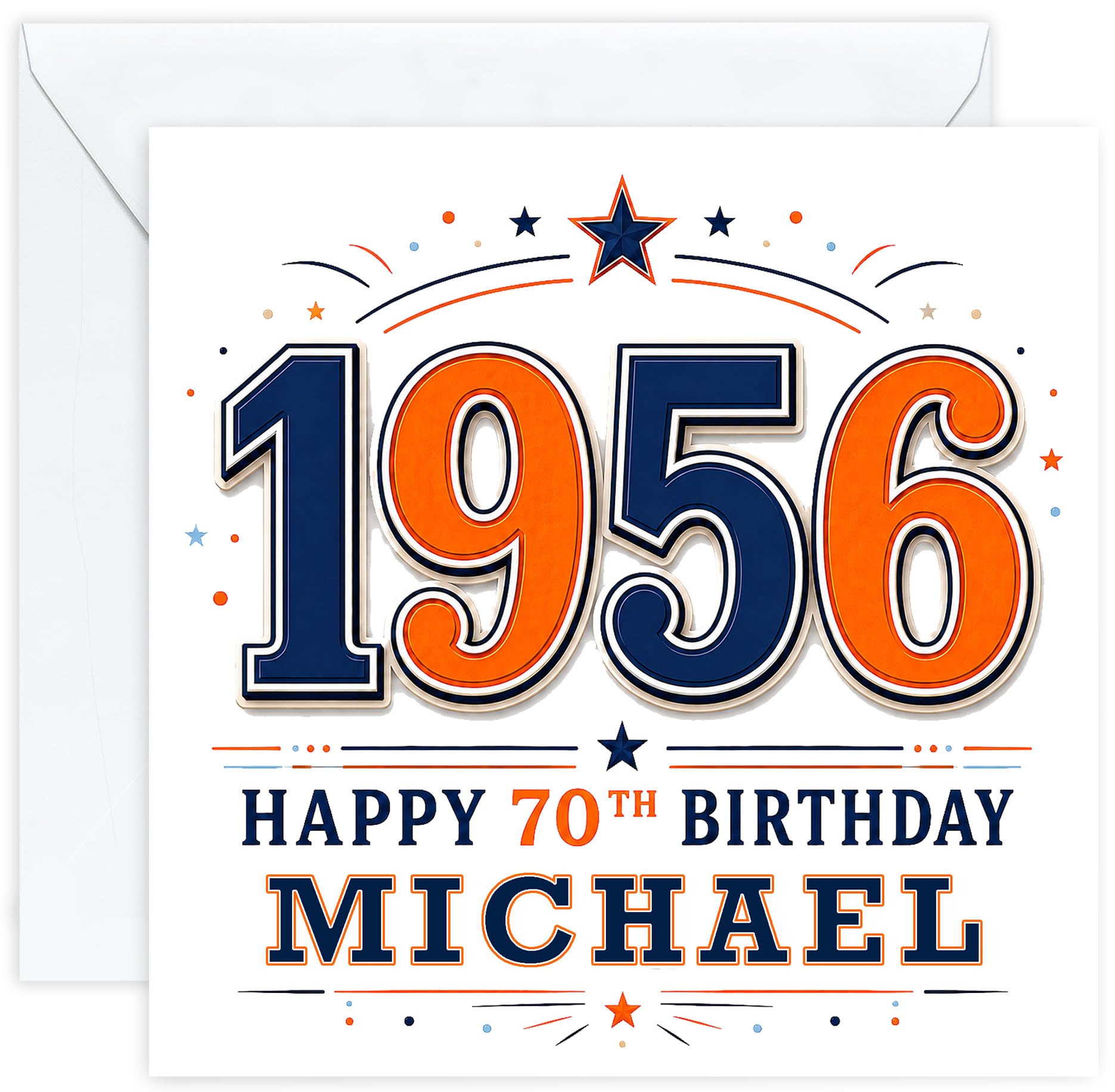 Personalised 70th Birthday Card for Him | Seventieth Birthday Card for 70 Year Old Men | Husband Dad Grandad Brother Friend | Male Birthday Card with Name (Design 07)