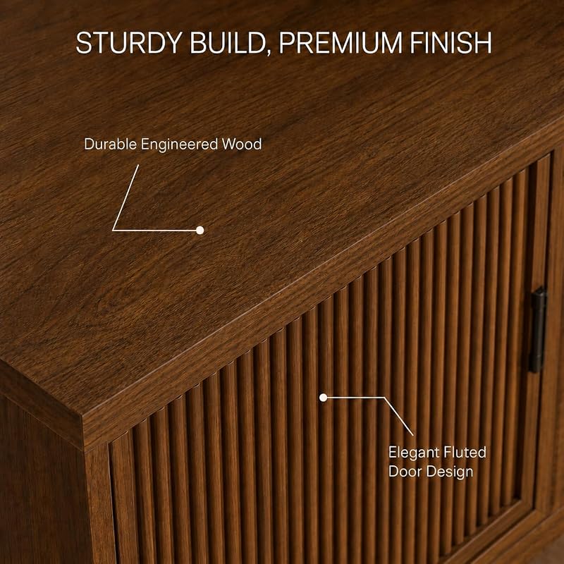 HealSmart 70" Mid Century TV Stand for TVs up to 80", Fluted TV Stands, Entertainment Center with Storage, TV Consoles for 65/75/80 Inch TV, Wood Television Media Cabinet for Living Room image 6
