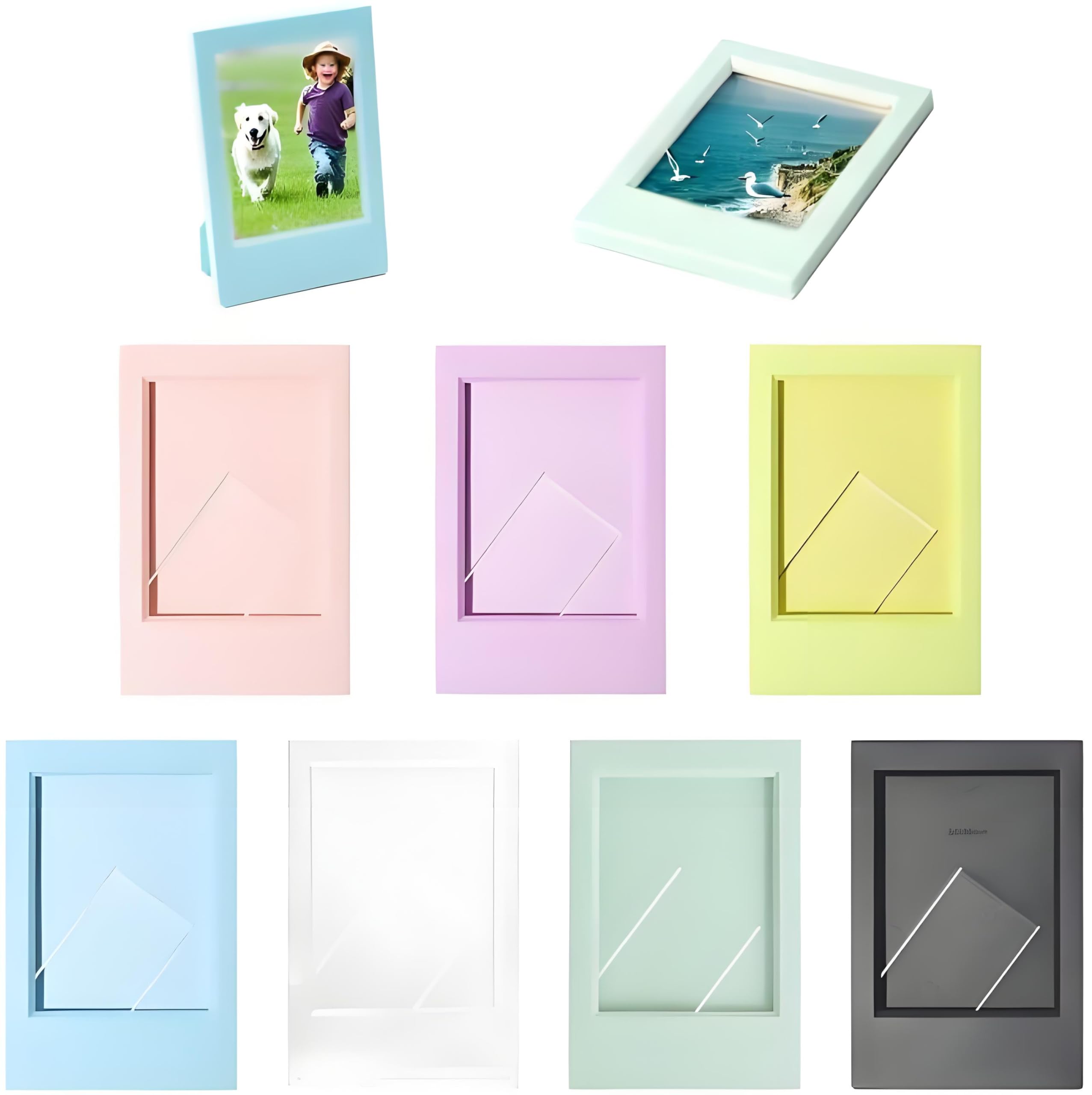 Xvbhaq Pack of 7 Mini Ins Creative Simple 3 Inch Polaroid Small Photo Frame for Instax Mini 12/11/9/8/7, Mini Polaroid Fujifilm Photo Frame (3.6 x2.4in)