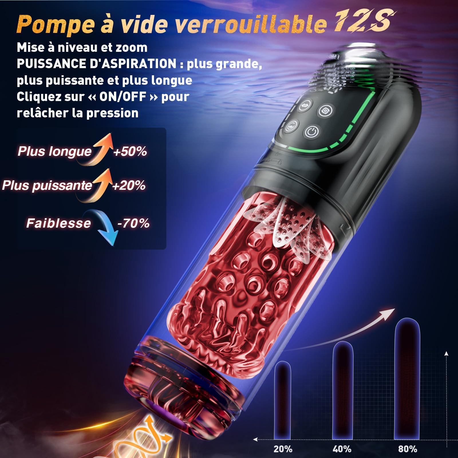 Masturbateur Homme 12s Pompe a Penis, Masturbâteur Homme Mains Libres Avec 7 Modes Télescopiques & Rotation Et Succion, Masturbateurs Masculins APP Control Sex Toys