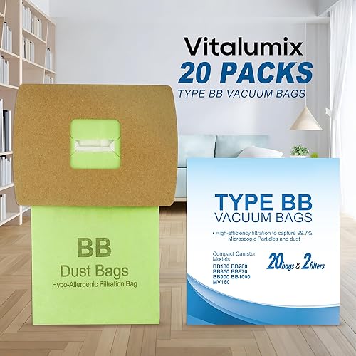 Miniatura 2 de Bolsas de repuesto tipo BB para botellas Oreck XL PKBB12DW BB180 BB280 BB850 BB870 BB900 BB1000 MV160 con 2 filtros de motor