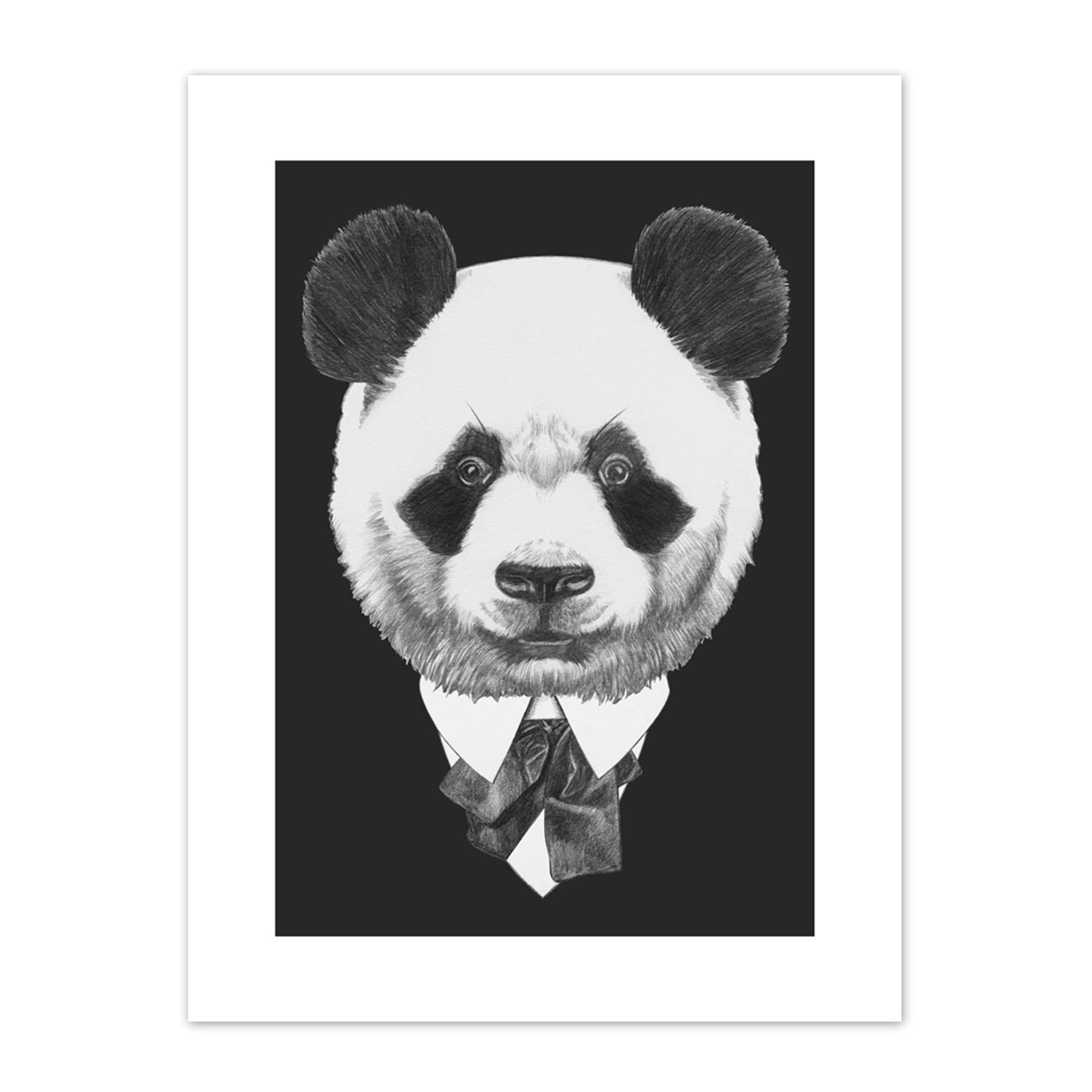 Wee Blue Coo Bow Tie Panda Bear Drawing Art Print Canvas Premium Wall Decor Poster
