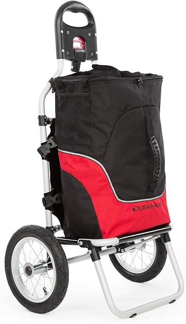 DuraMaxx Carry Red Bicycle Trailer - Bike Trailer Cargo, Trailers, Max. Capacity 20 kg, Removable Carry Bag, Metal Skeleton, Synthetic Bag, Excursions, Swiftly Attachable, Red