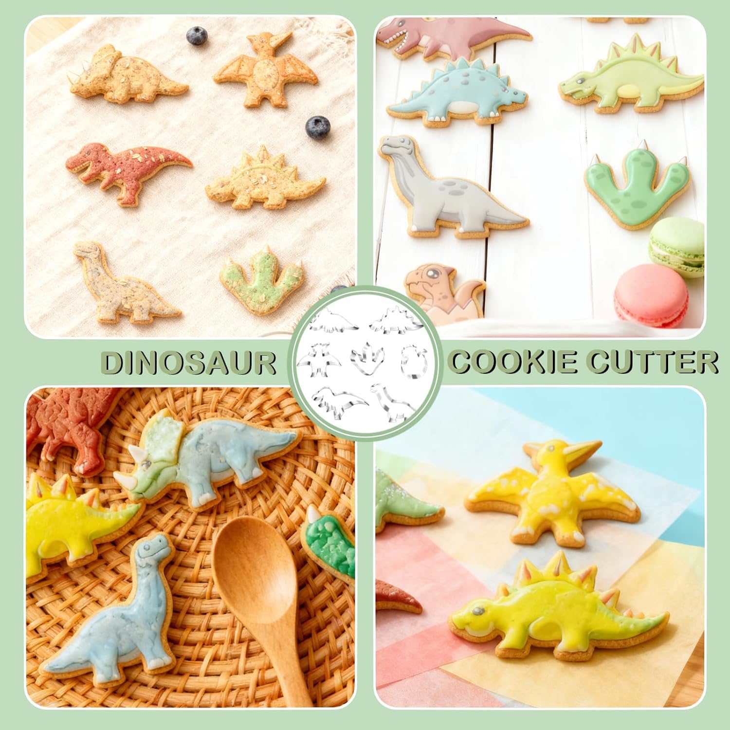New Dinosaur Cookie Cutter Set - 7 Piece Stainless Steel Fun Dino Cookie Cutter for Kitchen, Baking, Kids Dinosaur Birthday Party Supplies - Image 5