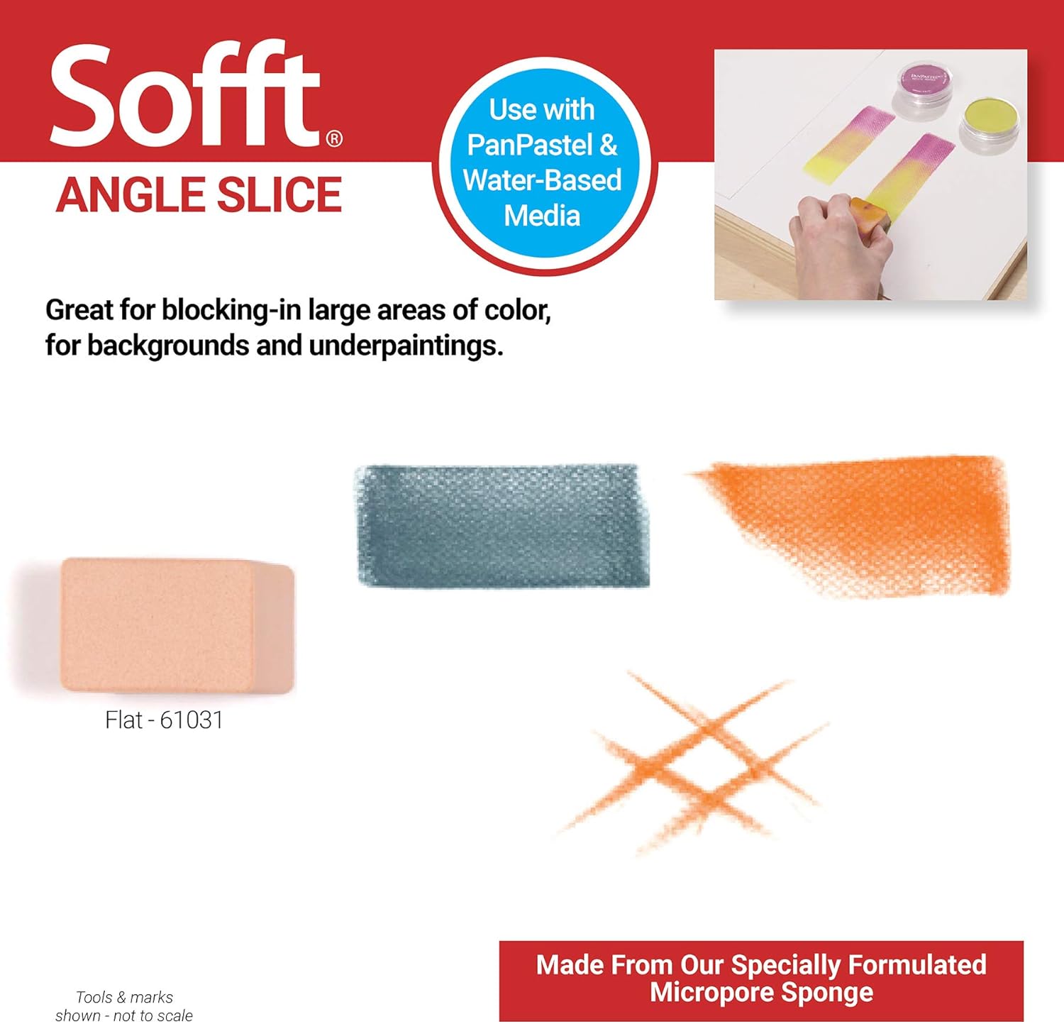 Sofft Artist Tools by GOLDEN, Flat Angle Slice Sponges, Pack of 2, Professional Artist Pastels
