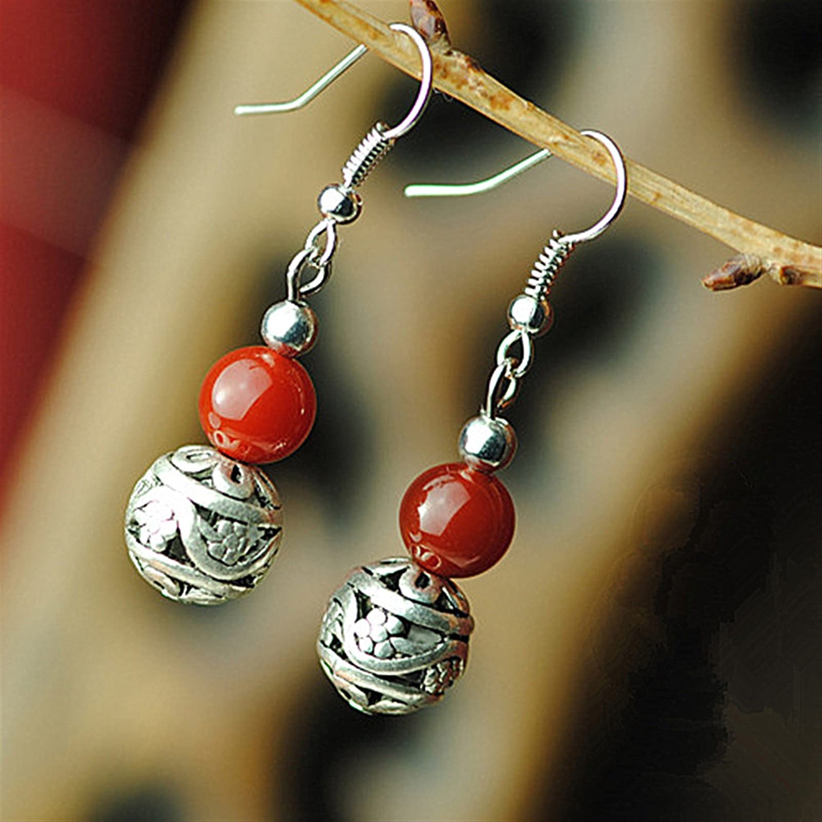 Orecchini Pendenti 1 Paio Orecchini in Pietra Naturale Orecchini Vintage da Donna Gioielli di Moda Orecchini Cavi tibetani Regali Regalo