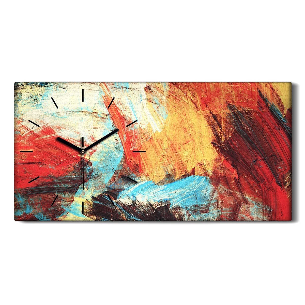 Horloge sur toile eclaboussures peinture blanche art mural de qualite pour chambre