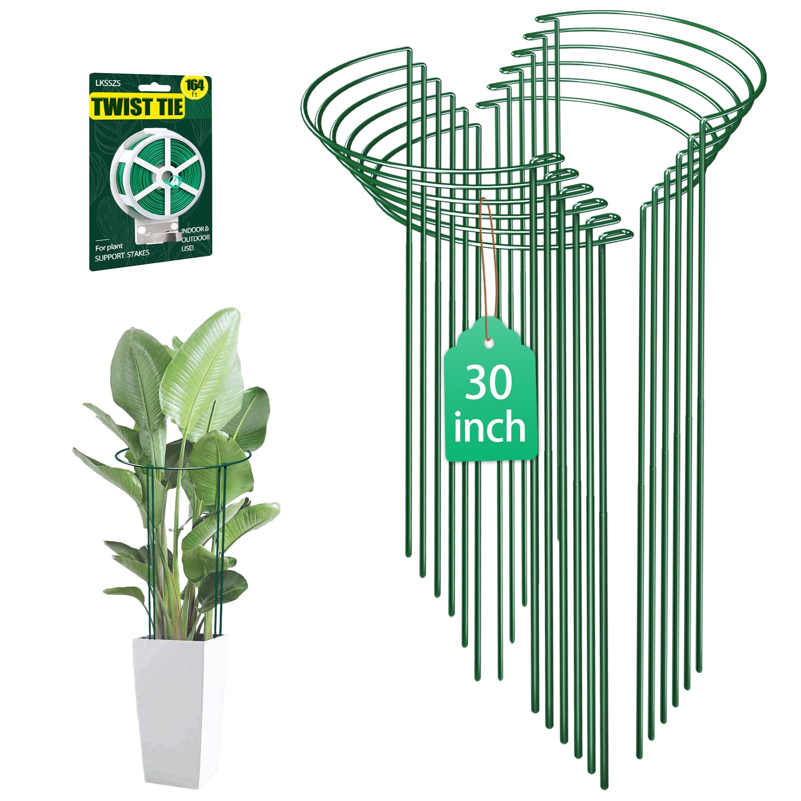 ( incomplete 10 pack only ) 12Pack 30 inch Plant Support Stakes, Heavy-Duty Half Round Peony Support, Garden Plant Stakes Cage for Outdoor Plants, Peony, Tomato, Hydrangea, (15In Support +15In Stainless Extension Tubes)