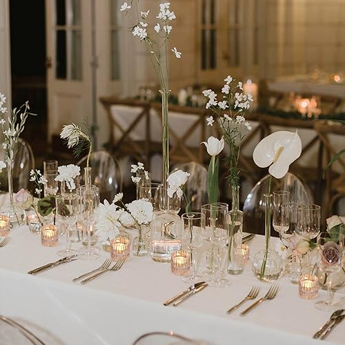 Miniatura 2 de Juego de 6 portavelas de vidrio reversible de vidrio acanalado transparente, portavelas cónicos para candelabros para centro de mesa, boda, fiesta