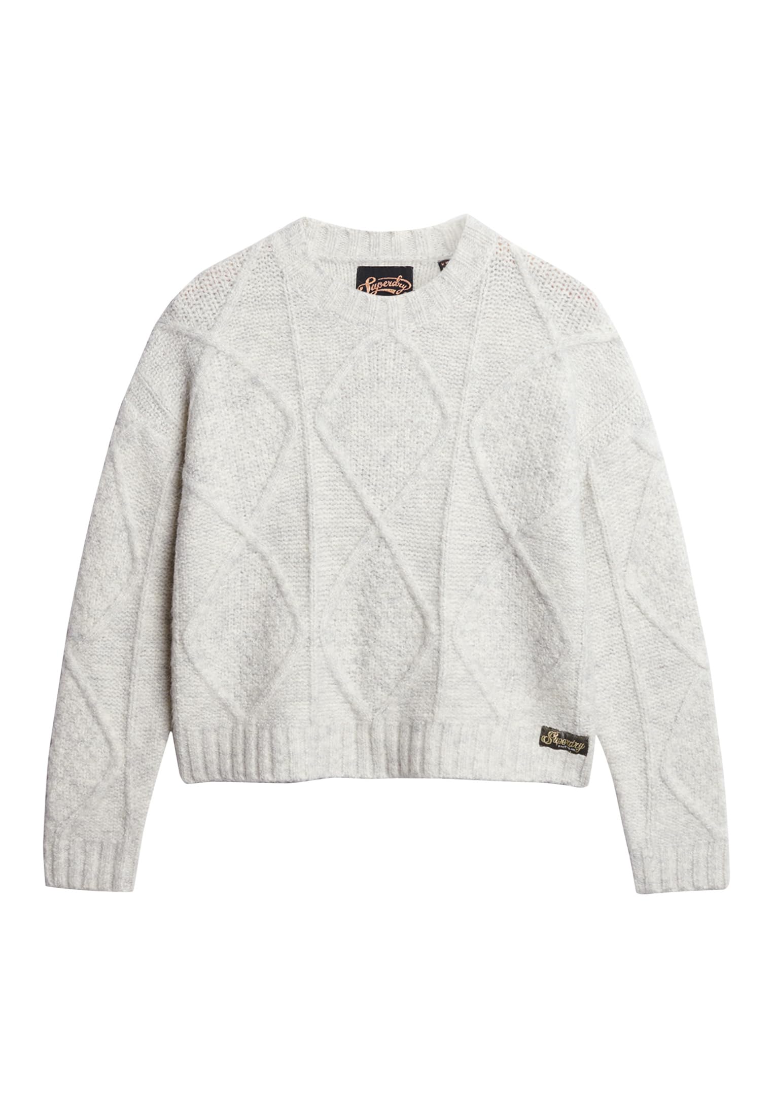 Superdry Chunky Cavo Knit Jumper W6110498A Ice Marl Grey Taglia 16, Ice Marl Grey, 48