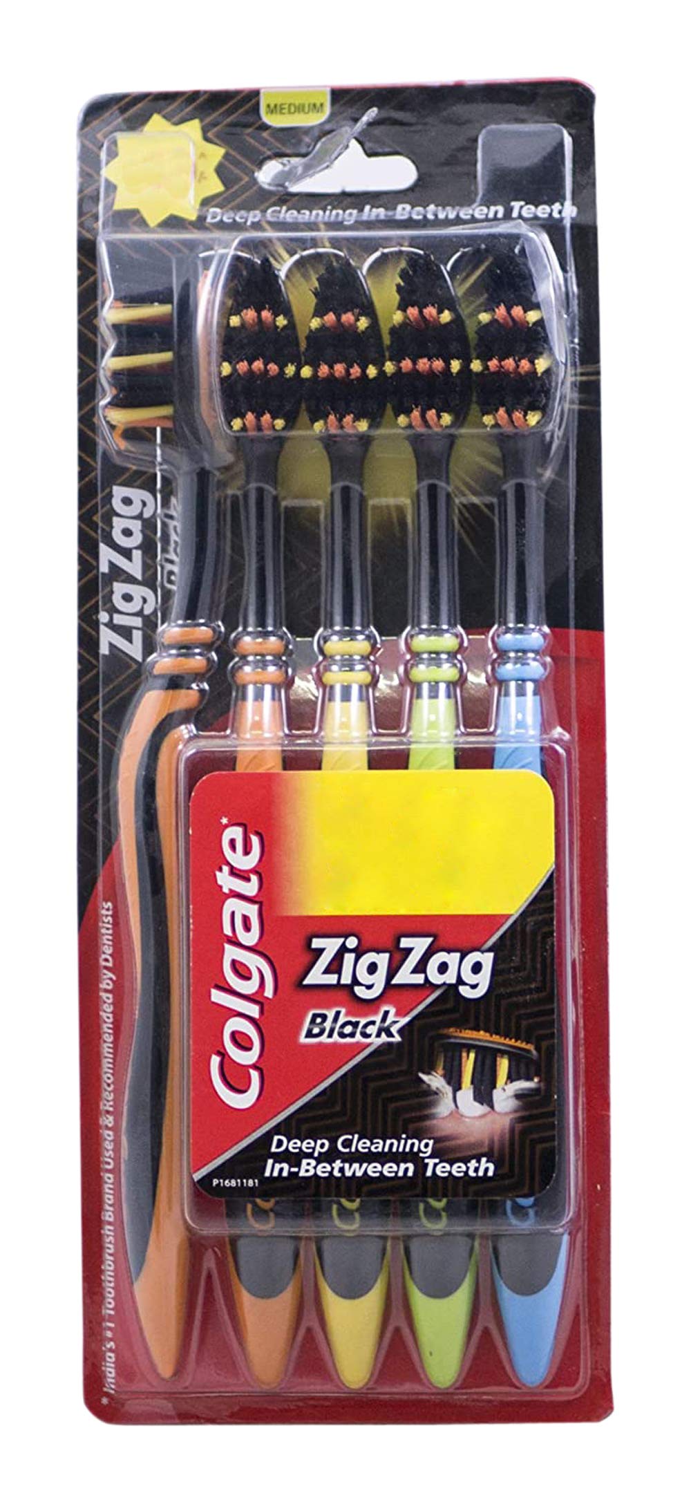 ZigZag Charcoal Bristle Toothbrush - 4 Piece (Medium)