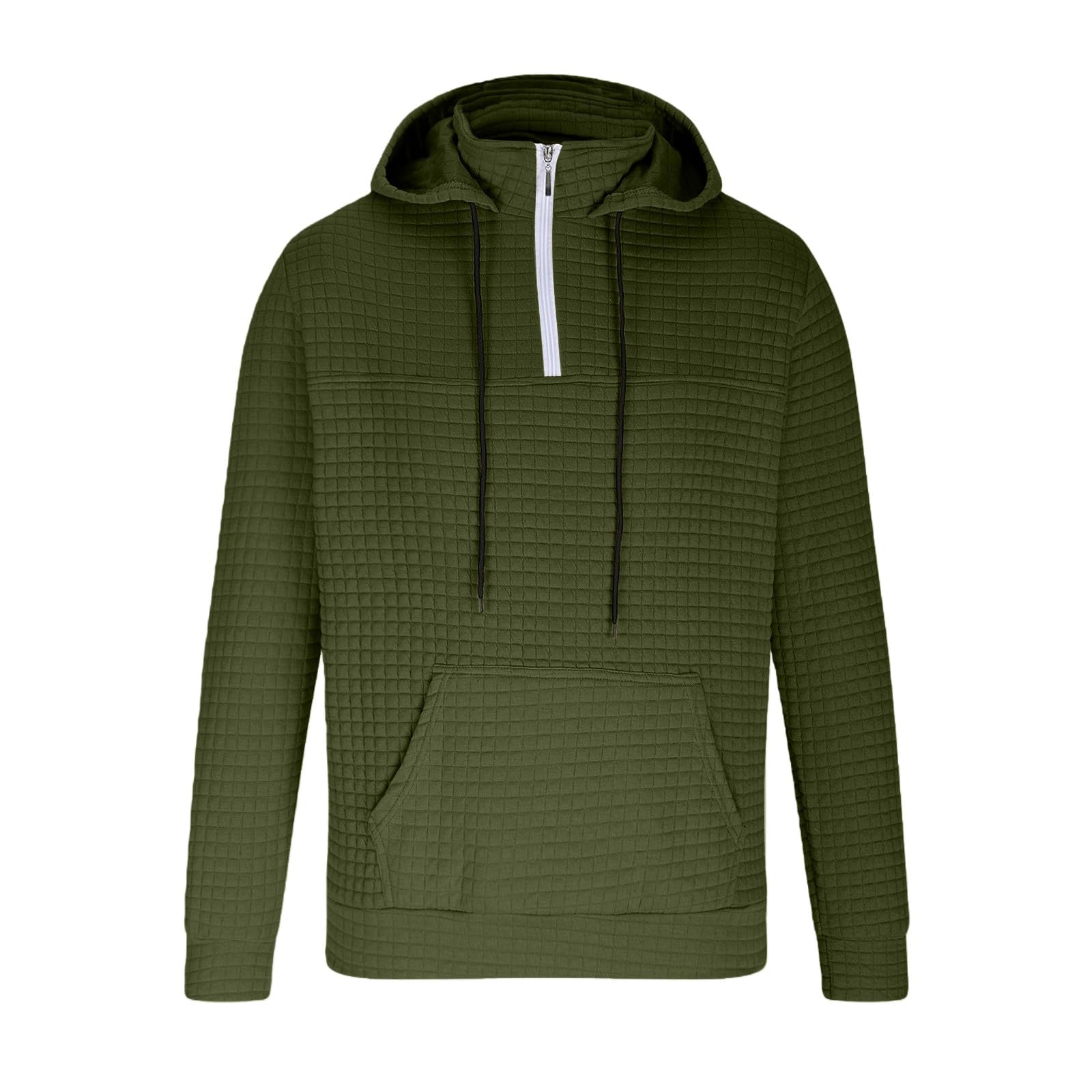 Sudaderas Hombres con Capucha Sudadera Y Cremallera para Hombre, A Cuadros, De Manga Larga, Cómoda, Uso Diario, Informal, Viajes Tops Rojos (Blackish Green, XXL) Chaqueta Entretiempo