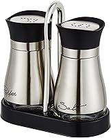 Vista 8 de Juego de saleros y pimenteros, acero inoxidable con botella de vidrio para mesa, RV, campamento, barbacoa, juego de 2, blanco