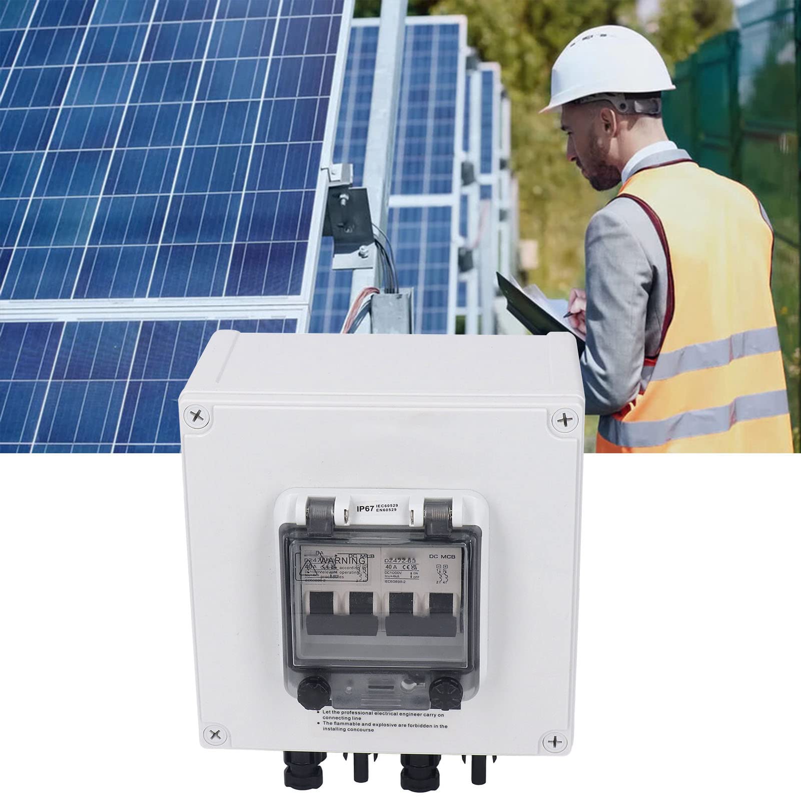 Skrzynka przyłączeniowa PV IP67 Skrzynka przyłączeniowa solarna z 2 szt. Wyłącznikiem automatycznym 2P 40A DC