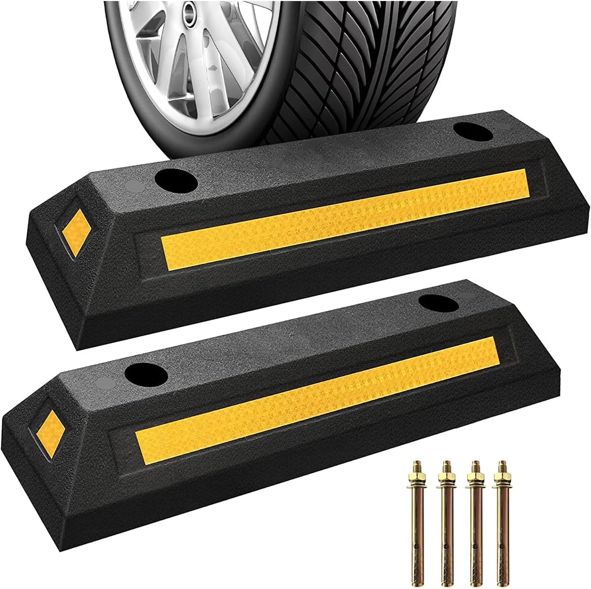 Amazon.co.jp パーキングブロック 駐車場車輪止め Car Parking Block Garage Wheel Stopper