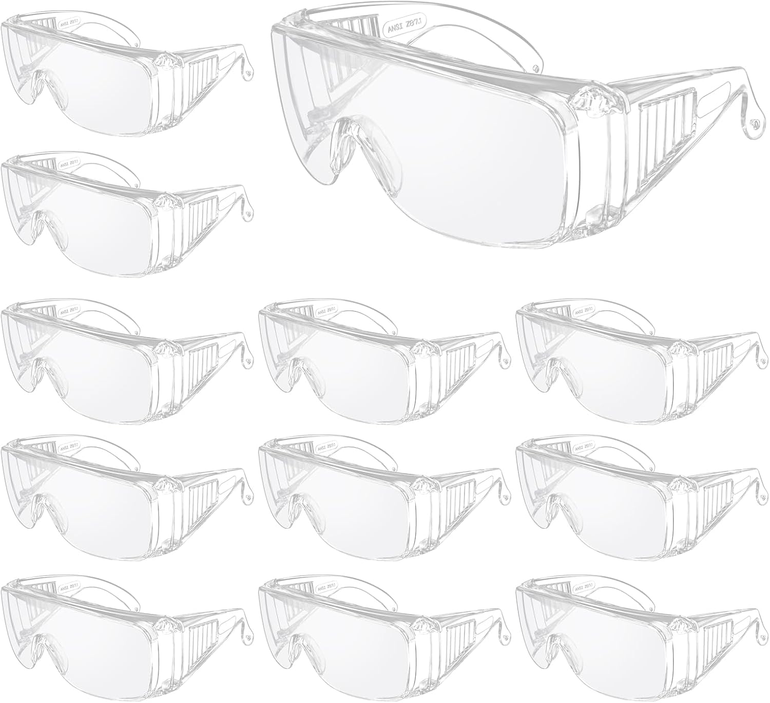 ANSI Z87.1 Clear Safety Glasses Over Eyeglasses, Anti-Fog Scratch Safety Goggles for Men Women Adults