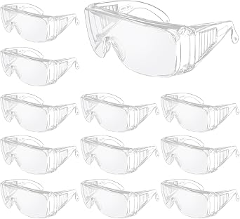 ANSI Z87.1 Clear Safety Glasses Over Eyeglasses, Anti-Fog Scratch Safety Goggles for Men Women Adults