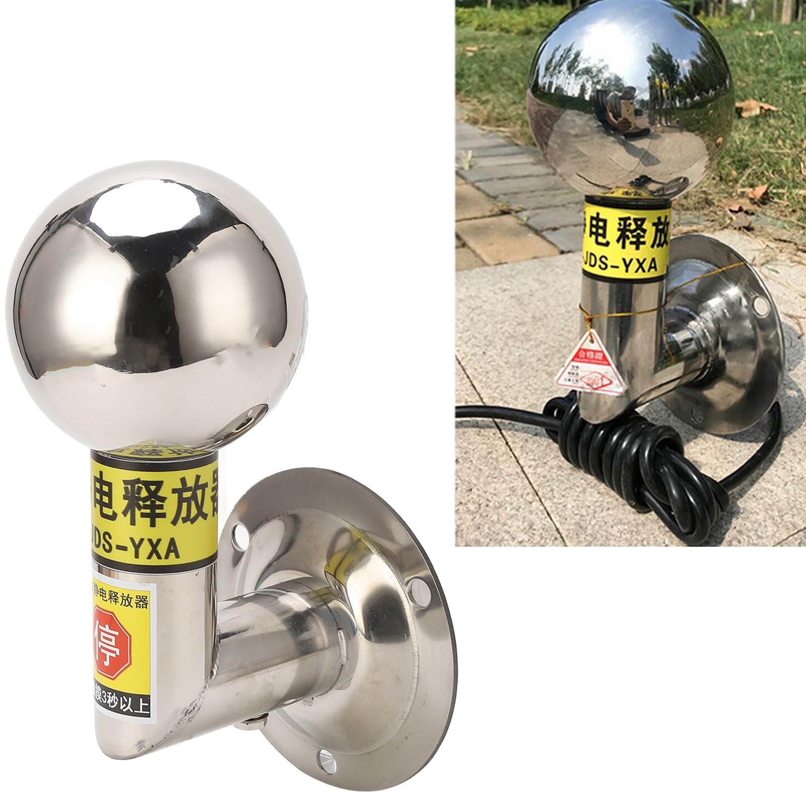 Stainless Steel Static Remover Body Electrostatic Discharge Ball, Explosion Proof, Anti, Quick Response, High Sensitivity, Suitable for Oil Depots, Gas Stations
