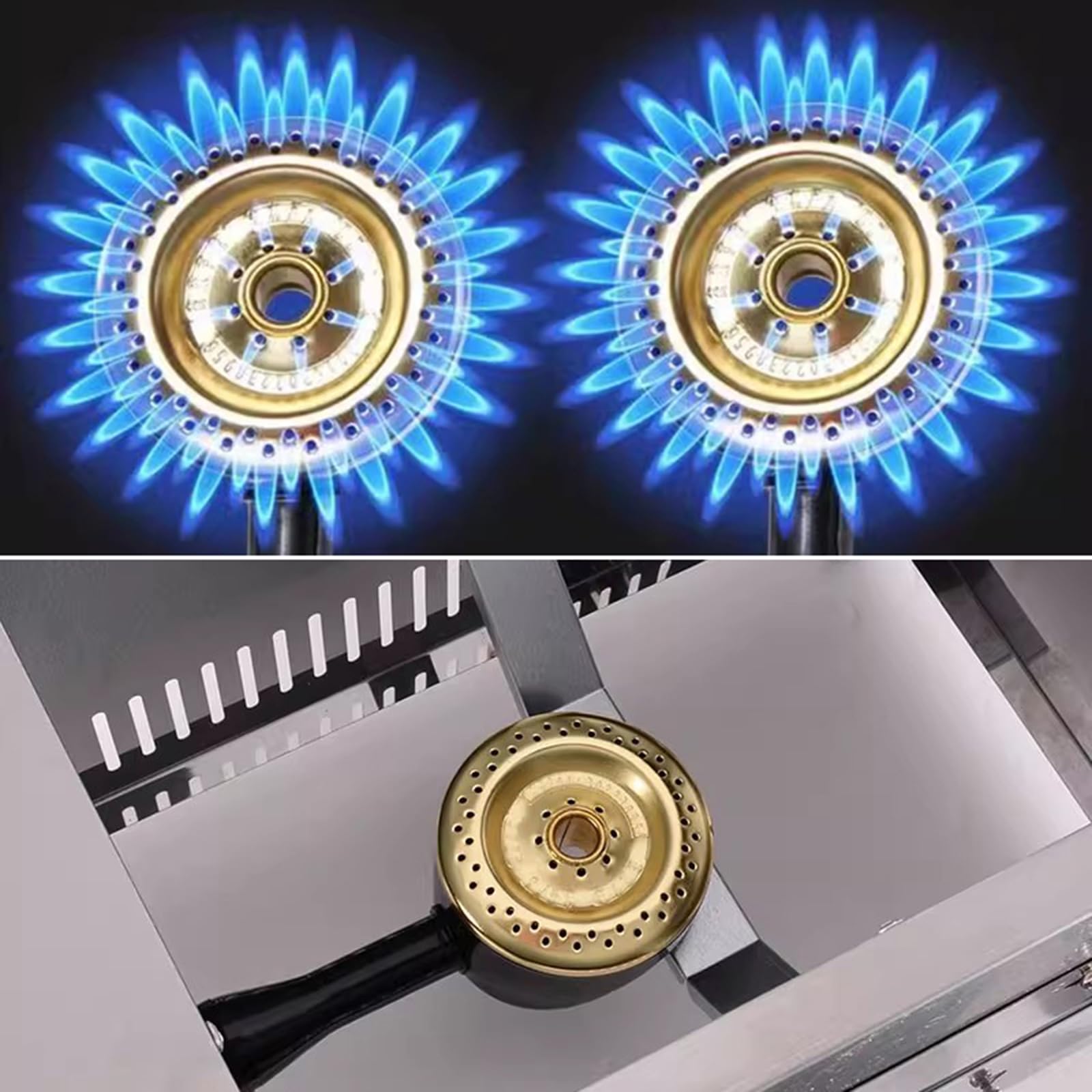 Friggitrice a Gas da 20 L, Friggitrici in Acciaio Inox con Frittura Cestello e Coperchi, Potenza di Fuoco Regolabile, Facile da Pulire, Friggitrice a Olios da Banco per Casa Commerciale (10L+10L)
