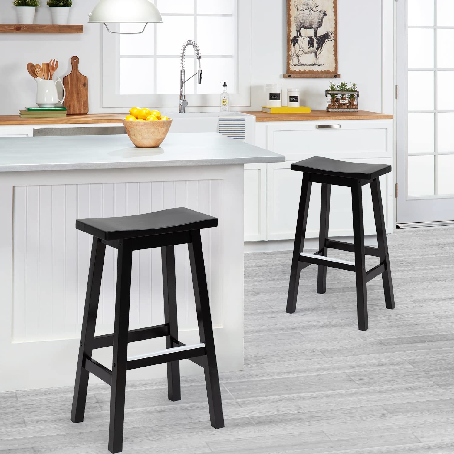 Mainstays Natural Wood Backless Bar Stool, Fully Assembled,, 49 OFF