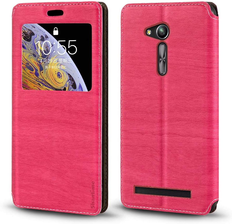 Asus Zenfone GO ZB452KG Case, Wood Grain Leather Case with Card Holder and Window, Magnetic Flip Cover for Asus Zenfone GO ZB452KG