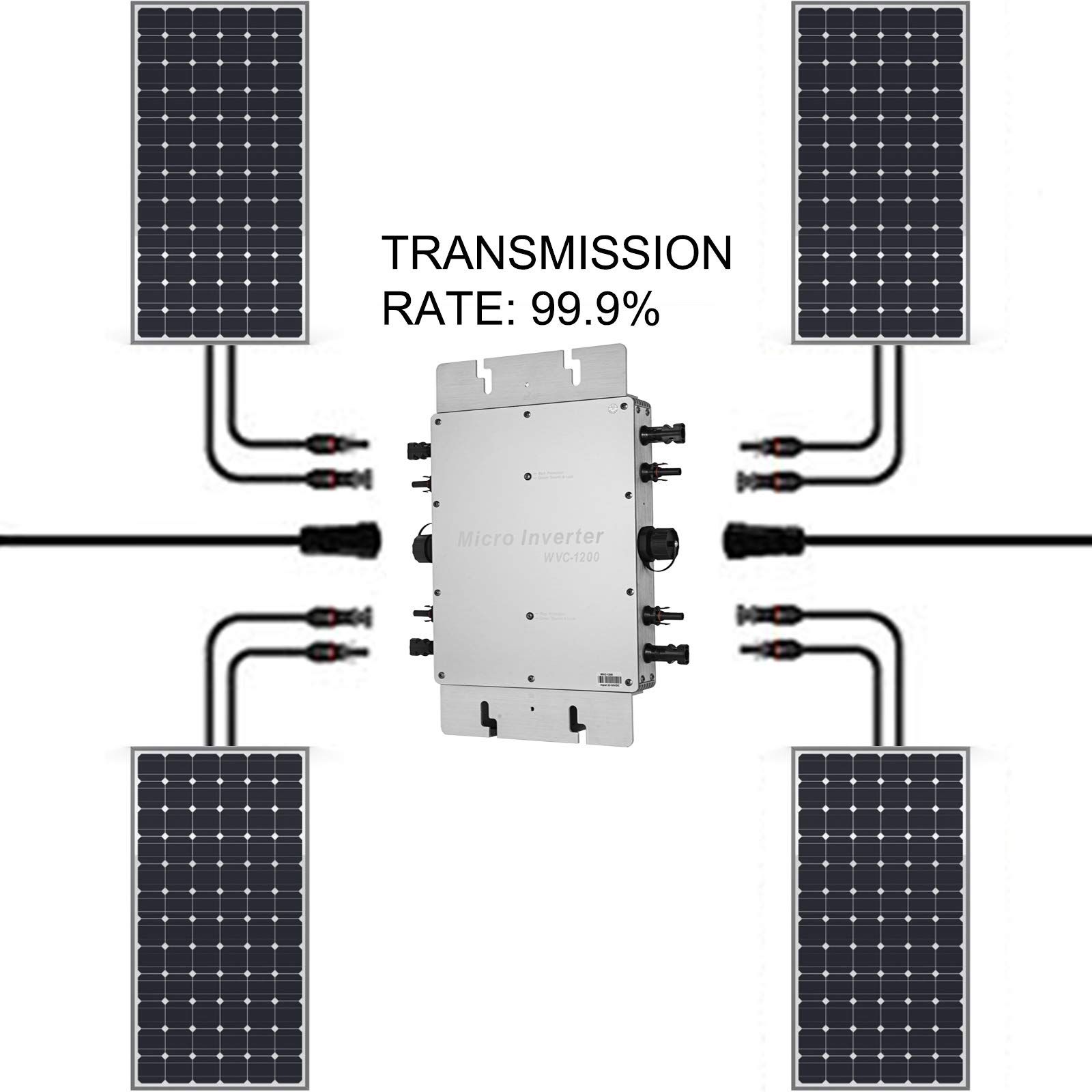 Grid-tie Inverter Onduleur étanche 1200 W - Micro onduleur 220 V - Micro onduleur Solaire avec Prise d'alimentation WVC - Micro-onduleur - Argent