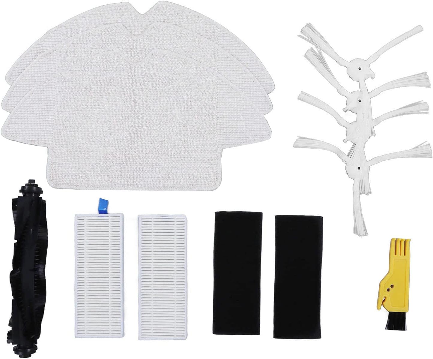 13Pcs Replacement Accessory Set Compatible with 360 S6 Robot Vacuum Cleaner Includes Main Brush Side Brushes Mop Cloths Filter Elements Filter Chips Cleaning Tool