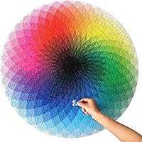 Vista 2 de Moruska 1000 Piece Puzzles for Adults Teen - Gradient Color Rainbow Large Round Jigsaw Puzzle Difficult and Challenge