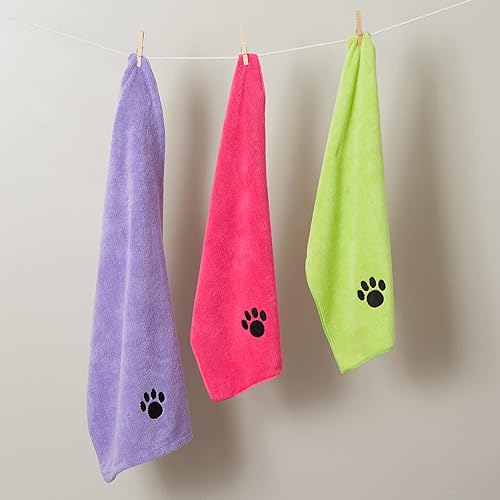 Miniatura 6 de Bone Dry Colección de toallas bordadas para aseo de mascotas, microfibra absorbente, XL, 41 x 23.5, color verde lechuga
