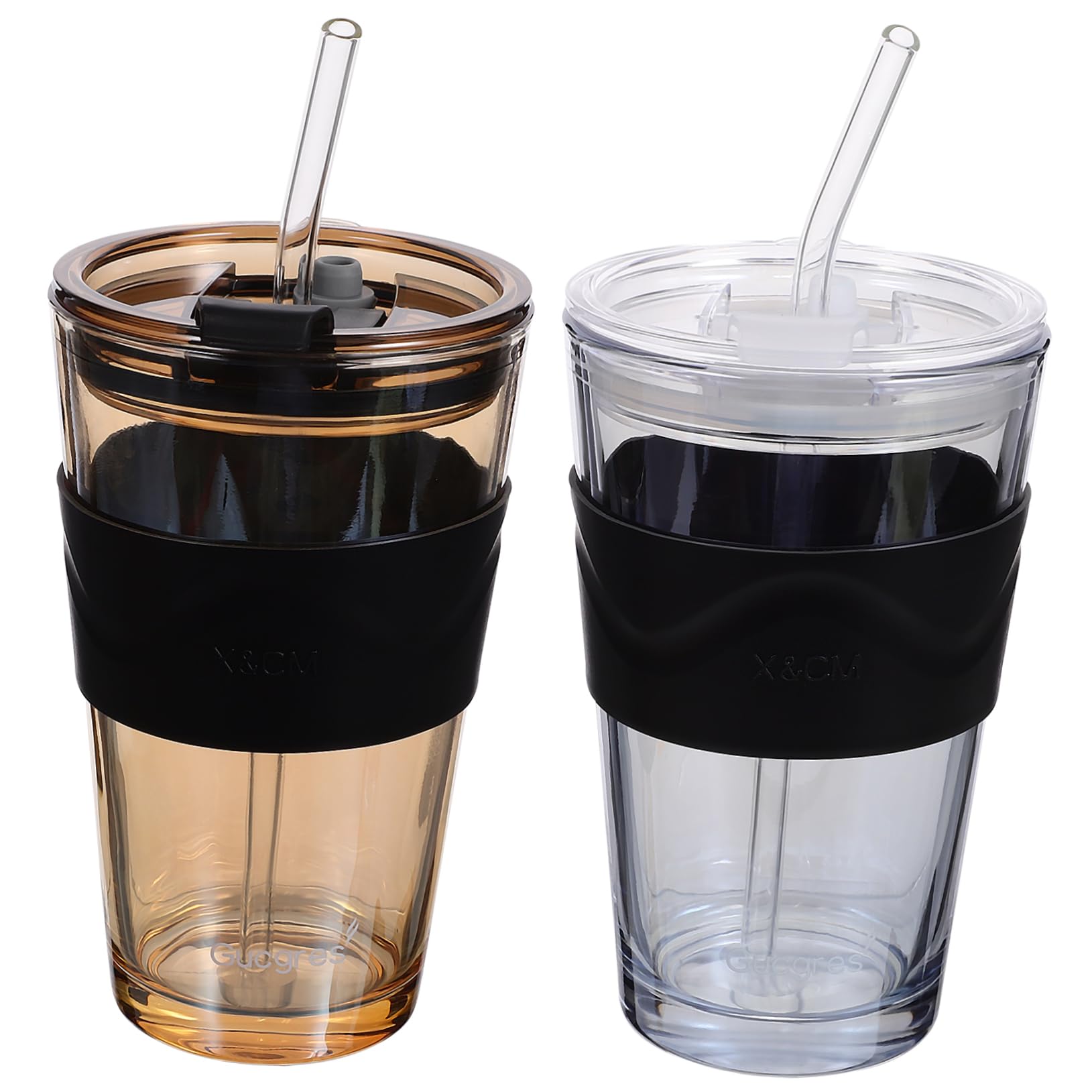 UTHCLO 450ml Large Straw Water Cup Lid Bulk Tumbler Cups Straws Leakproof for Office Travel