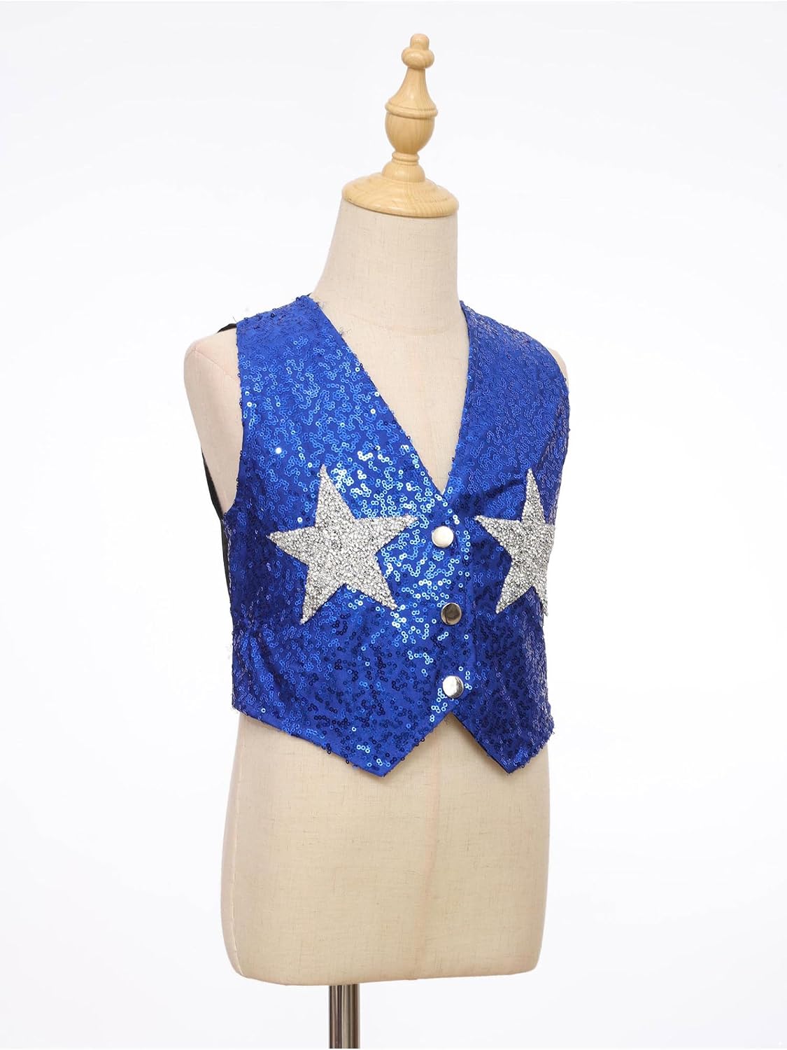 Girls Boys Sequins Vest Sleeveless Buttons Waistcoat Hip-hop Jazz Dance Performance Jacket Vest