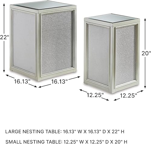 Miniatura 11 de Signature Design by Ashley Traleena Glam - Mesas auxiliares anidadas, 2 unidades, color plateado