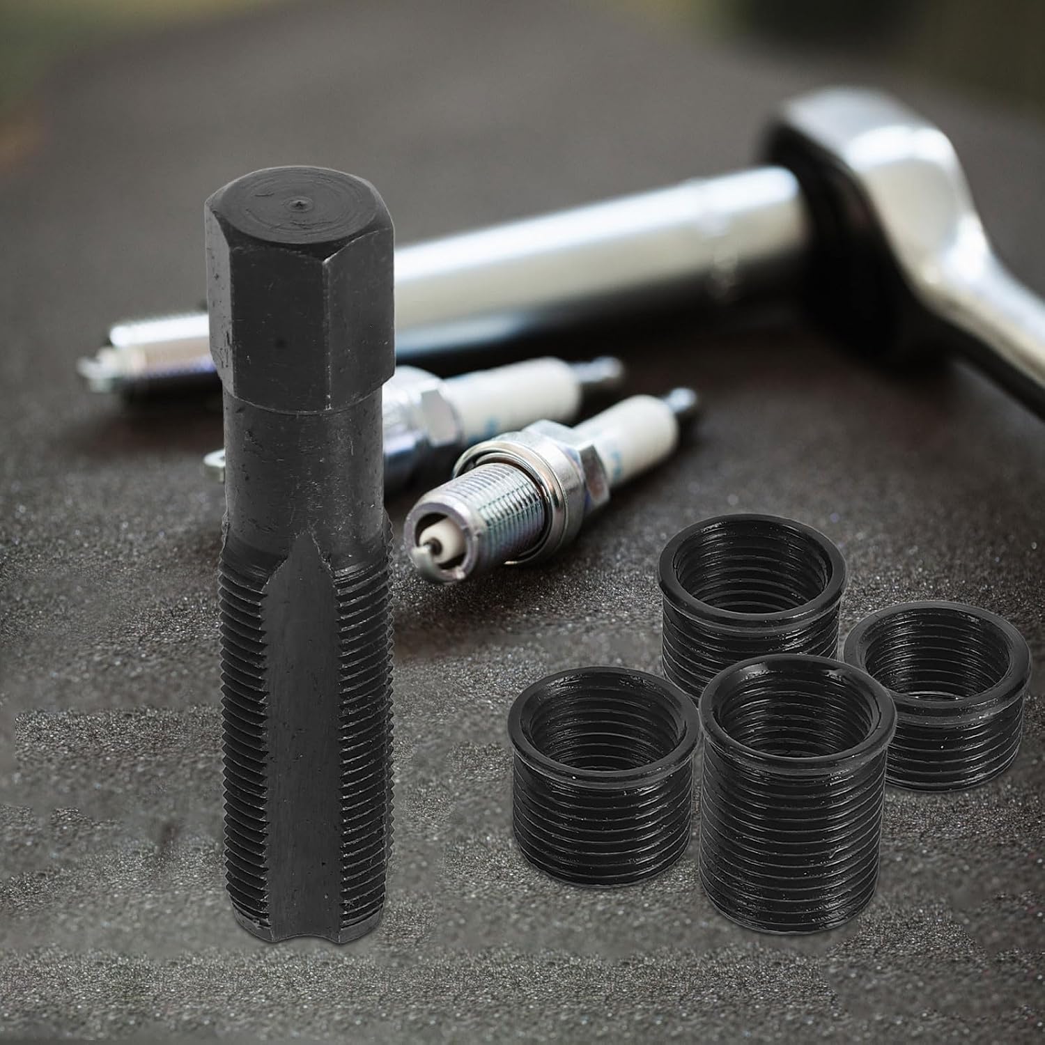 Spark Plug Thread Repair Tool Kit 14mm Thread Tap Insert Set for Automotive Engine Repair Mechanics Car Enthusiasts Random Color