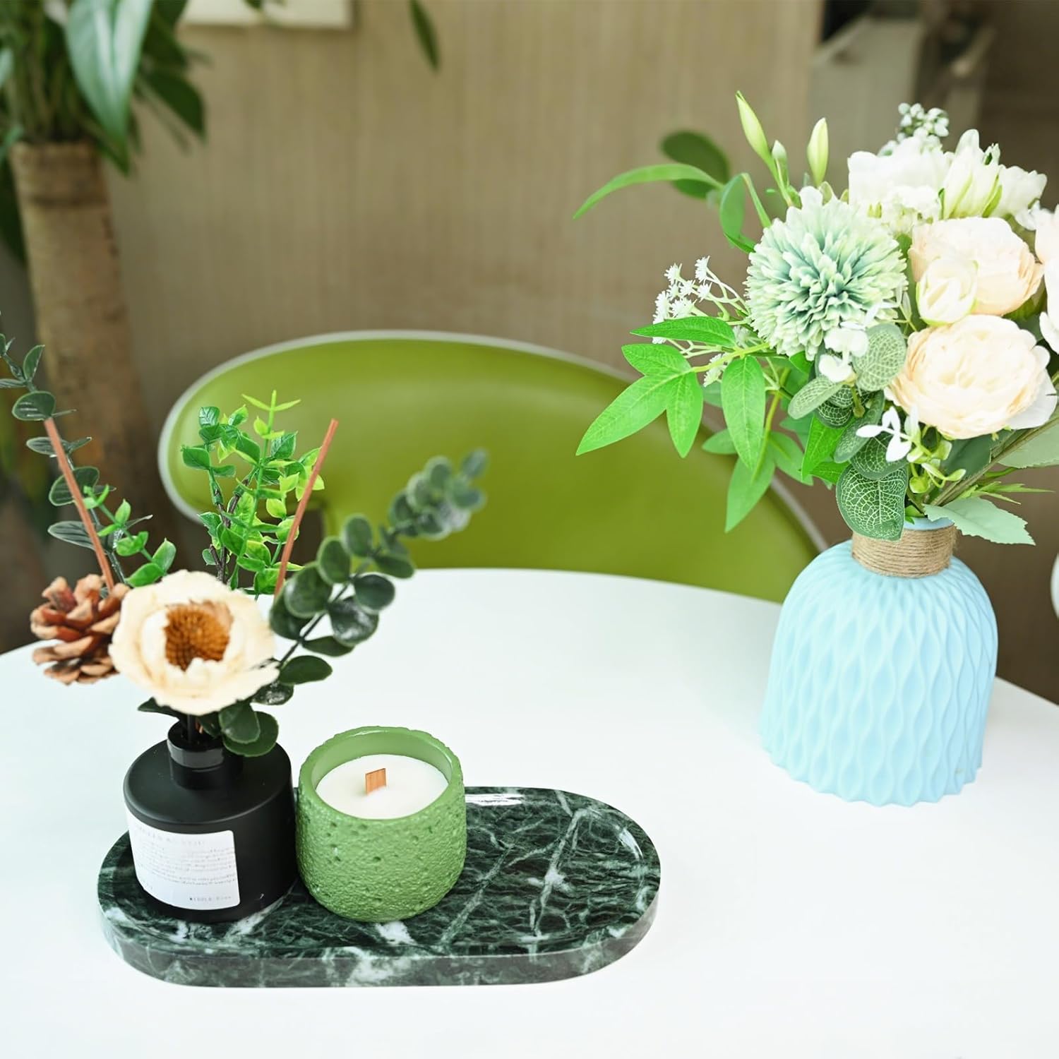 Marble Tray for Kitchen Counter,Stone Tray for Bathroom Countertop,Dresser Vanity Decor Tray,Storage Trays for Perfumes,Candles,Jewelry (Dark Green) - Image 3