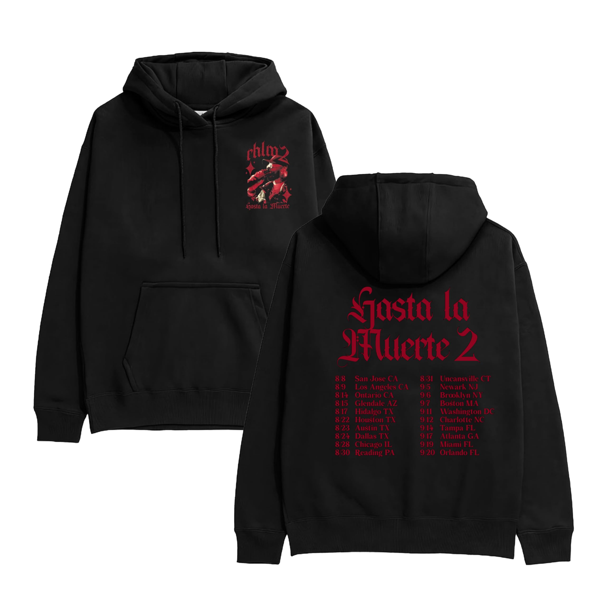 Anuel Aa Official Merch Rhlm2 Tour Black Dateback Hoodie