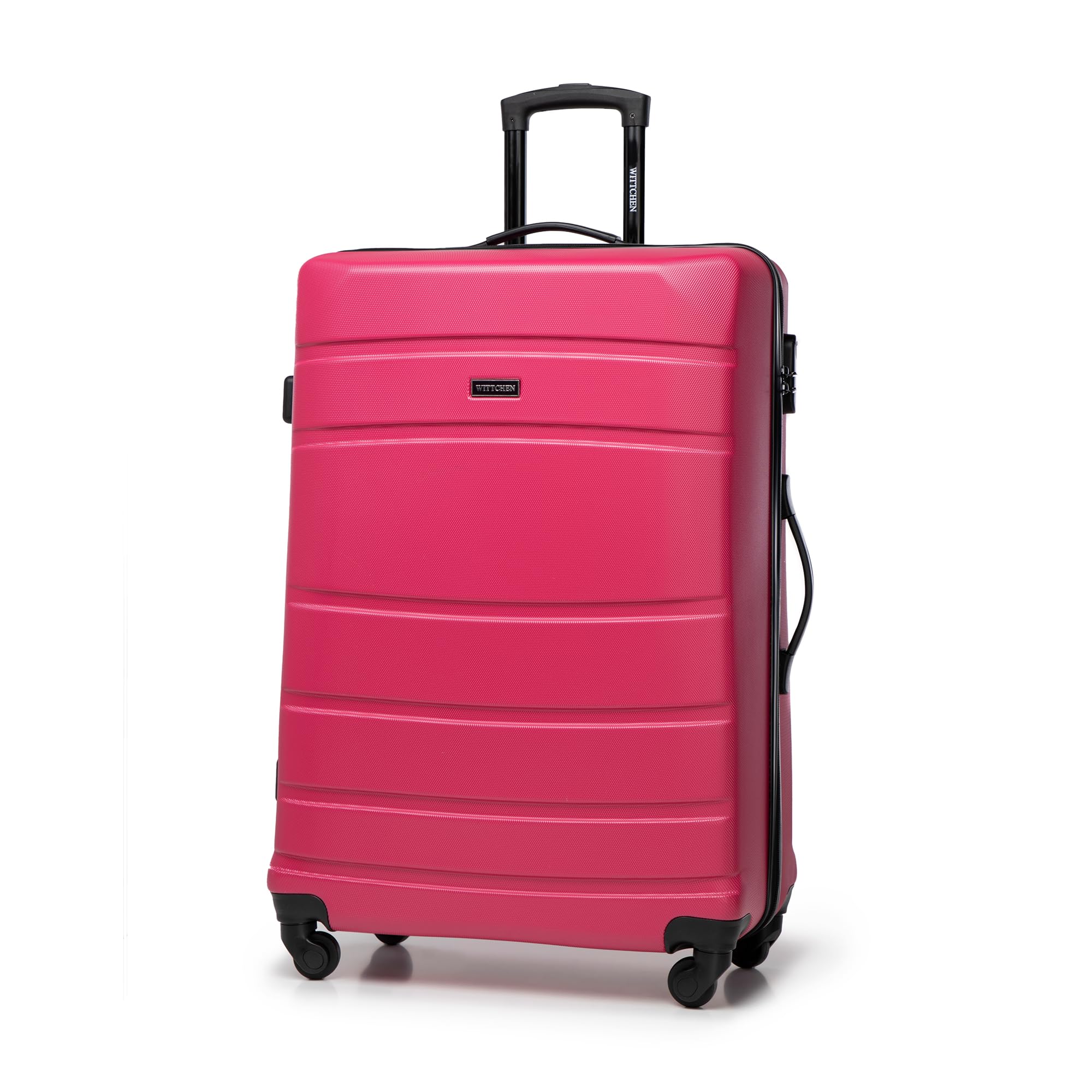 WITTCHEN Valigia da viaggio grande trolley valigia grande valigia check-in guscio rigido in ABS con 4 ruote piroettanti chiusura a combinazione maniglia telescopica Globe Line rosa
